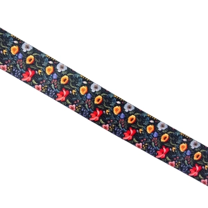 Taśma nośna drukowana 38 mm Łąka wzór haftowany maki