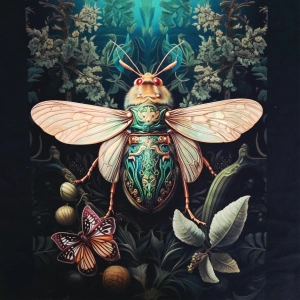 Panel welurowy 50x50 cm Magiczny owad - 40x50 z czarnymi bokami
