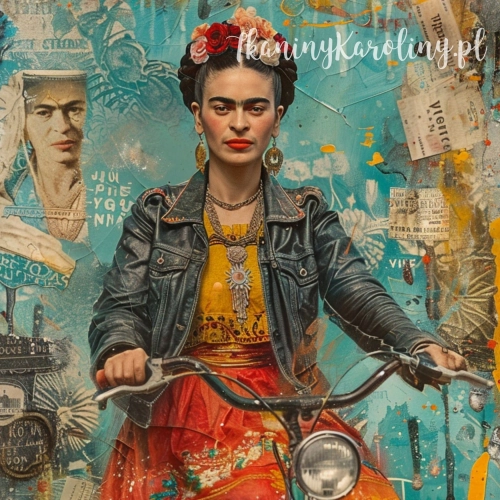 Panel wodoodporny - Frida Kahlo - na rowerze z lampką [6-8]