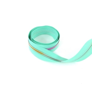 Taśma suwakowa spiralna 5 mm tęczowa na miętowym