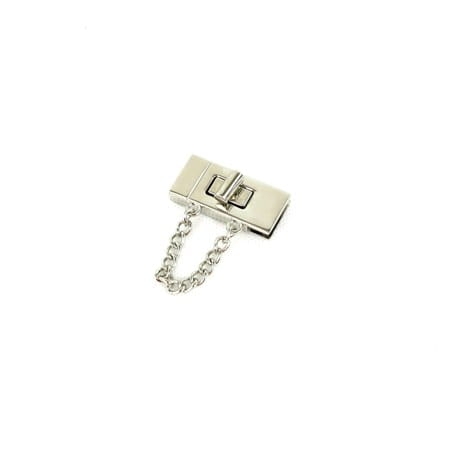 Zapięcie obrotowe 19x42mm z łańcuszkiem do torebki kolor srebrny