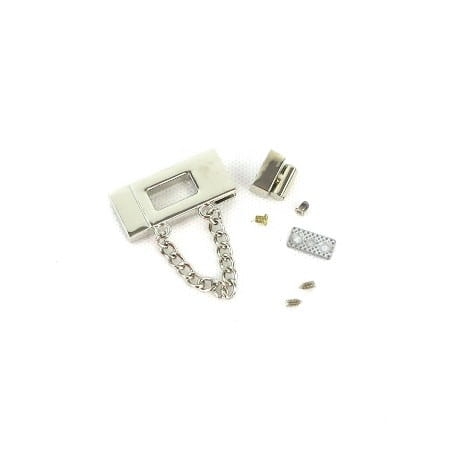 Zapięcie obrotowe 19x42mm z łańcuszkiem do torebki kolor srebrny