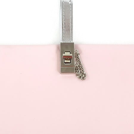 Zapięcie obrotowe 19x42mm z łańcuszkiem do torebki kolor srebrny