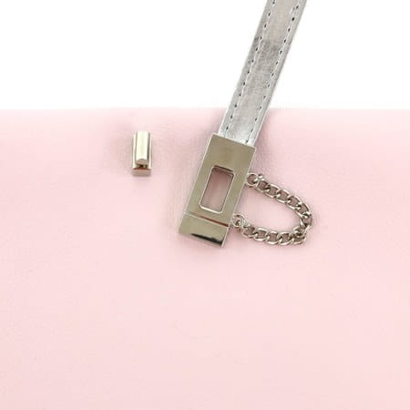 Zapięcie obrotowe 19x42mm z łańcuszkiem do torebki kolor srebrny
