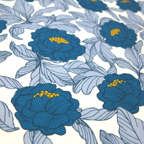 TKANINA WODOODPORNA English Flowers TURKUS