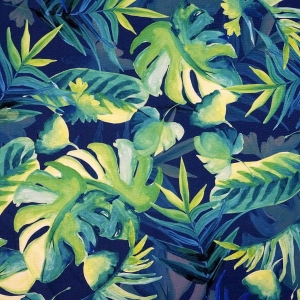 TKANINA WODOODPORNA Liście tropikalne (monstera) na granacie [6-8]