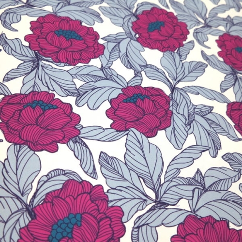tkanina wodoodporna english flowers amarant1.JPG